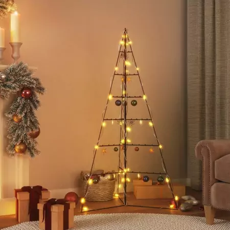 Albero di Natale Decorativo in Metallo Nero 140 cm