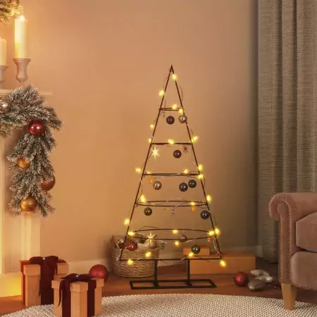 Albero di Natale Decorativo in Metallo Nero 125 cm