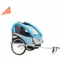 Rimorchio da Bici per Bambini e Passeggino 2 in 1 Blu e Grigio