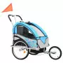 Rimorchio da Bici per Bambini e Passeggino 2 in 1 Blu e Grigio