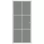 Porta Interna 93x201,5 cm Bianca in Vetro ESG e Alluminio