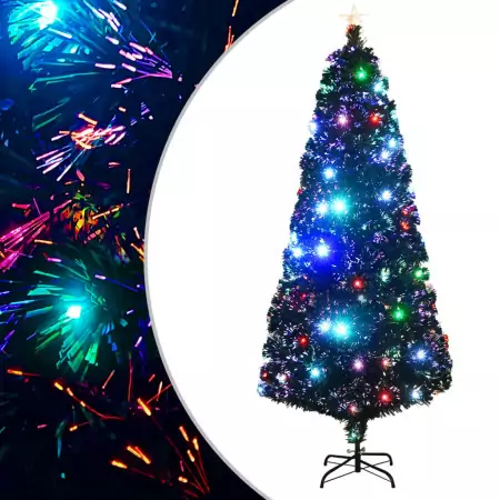 Albero di Natale Artificiale Supporto/LED 210 cm Fibra Ottica