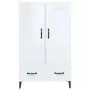 Credenza Bianco Lucido 70x31x115 cm in Legno Multistrato