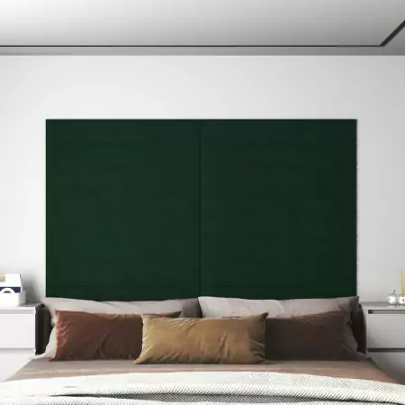 Pannelli Murali 12 pz Verde Scuro 90x15 cm Velluto 1,62 m²