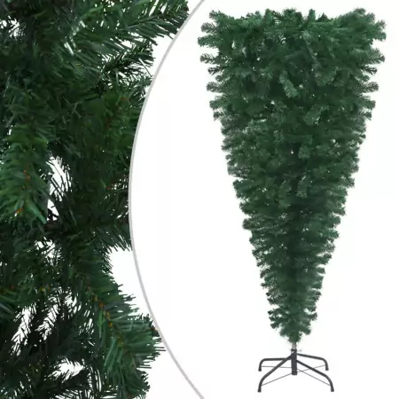 Albero di Natale Artificiale Capovolto con Supporto Verde 180 cm PVC