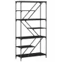 Libreria Nera 91x36x176 cm in Legno Multistrato e Acciaio