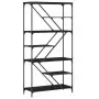 Libreria Nera 91x36x176 cm in Legno Multistrato e Acciaio