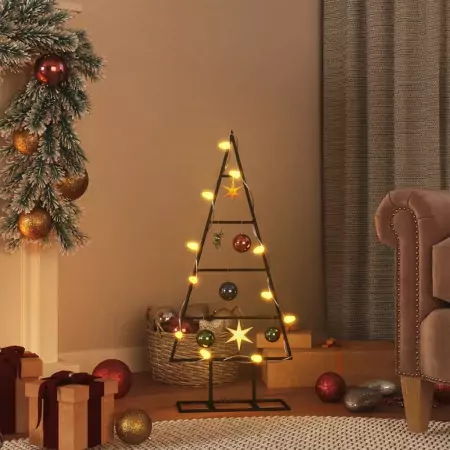 Albero di Natale Decorativo in Metallo Nero 60 cm