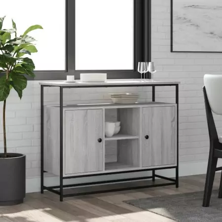 Credenza Grigio Sonoma 100x35x80 cm in Legno Multistrato