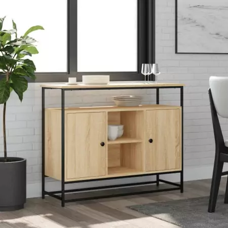 Credenza Rovere Sonoma 100x35x80 cm in Legno Multistrato