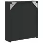 Armadietto Bagno con Specchio e LED Nero 45x13x52 cm