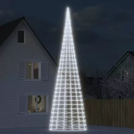 Luce Albero di Natale su Pennone 3000LED Bianco Freddo 800cm