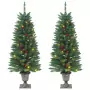 Alberi di Natale Artificiali 2 pz con 100 LED Verde 120 cm