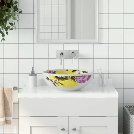 Lavabo da Appoggio Multicolore Rotondo Φ41x14 cm Ceramica