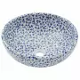 Lavabo da Appoggio Bianco e Blu Rotondo Φ41x14 cm Ceramica