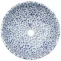 Lavabo da Appoggio Bianco e Blu Rotondo Φ41x14 cm Ceramica