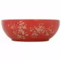 Lavabo da Appoggio Bianco e Rosso Rotondo Φ41x14 cm Ceramica