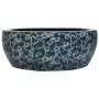 Lavabo da Appoggio Nero e Blu Rotondo Φ41x14 cm Ceramica