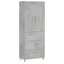 Credenza Grigio Cemento 69,5x34x180 cm in Legno Multistrato