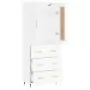 Credenza Bianco Lucido 69,5x34x180 cm in Legno Multistrato