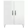 Credenza Bianco Lucido 69,5x34x180 cm in Legno Multistrato