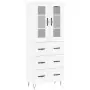 Credenza Bianco Lucido 69,5x34x180 cm in Legno Multistrato