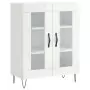 Credenza Bianco Lucido 69,5x34x180 cm in Legno Multistrato