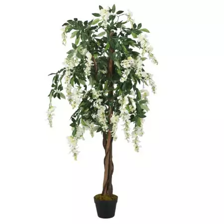 Glicine Artificiale 840 Foglie 120 cm Verde e Bianco