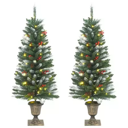 Alberi di Natale Artificiali 2 pz 100 LED Verde e Bianco 120 cm