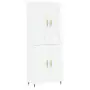 Credenza Bianco Lucido 69,5x34x180 cm in Legno Multistrato