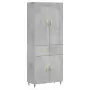 Credenza Grigio Cemento 69,5x34x180 cm in Legno Multistrato