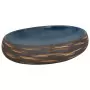 Lavabo da Appoggio Marrone e Blu Ovale 59x40x15 cm Ceramica