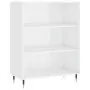 Credenza Bianco Lucido 69,5x34x180 cm in Legno Multistrato