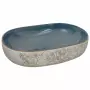 Lavabo da Appoggio Sabbia e Blu Ovale 59x40x14 cm Ceramica