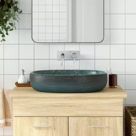 Lavabo da Appoggio Turchese Ovale 59x40x14 cm Ceramica