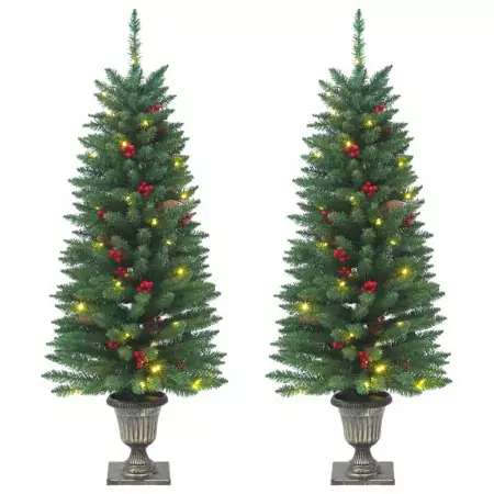 Alberi di Natale Artificiali 2 pz con 100 LED Verde 120 cm