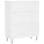 Credenza Bianco Lucido 69,5x34x180 cm in Legno Multistrato