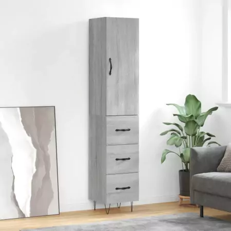 Credenza Grigio Sonoma 34,5x34x180 cm in Legno Multistrato