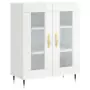 Credenza Bianco Lucido 69,5x34x180 cm in Legno Multistrato