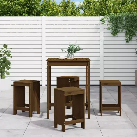 Set Bar da Giardino 5 pz Miele in Legno Massello di Pino