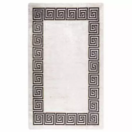 Tappeto Lavabile Bianco e Nero 150x230 cm Antiscivolo