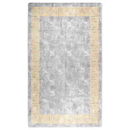 Tappeto Lavabile Grigio e Oro 150x230 cm Antiscivolo