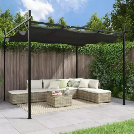 Pergola con Tetto Retrattile Antracite 295x292x230 cm