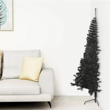 Albero di Natale Artificiale a Metà con Base Nero 120 cm PVC