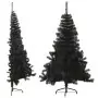 Albero di Natale Artificiale a Metà con Base Nero 120 cm PVC