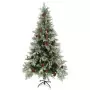 Albero di Natale con LED e Pigne Verde e Bianco 225 cm PVC e PE