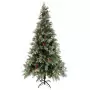 Albero di Natale con LED e Pigne Verde e Bianco 225 cm PVC e PE