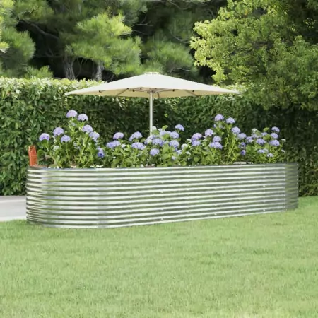 Fioriera Giardino Argento 367x140x68 Acciaio Verniciato Polvere