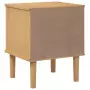 Comodino SENJA Marrone Aspetto Rattan 40x35x48 cm in Legno Pino