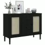 Credenza SENJA Aspetto Rattan Nero 112x40x80 cm Massello Pino